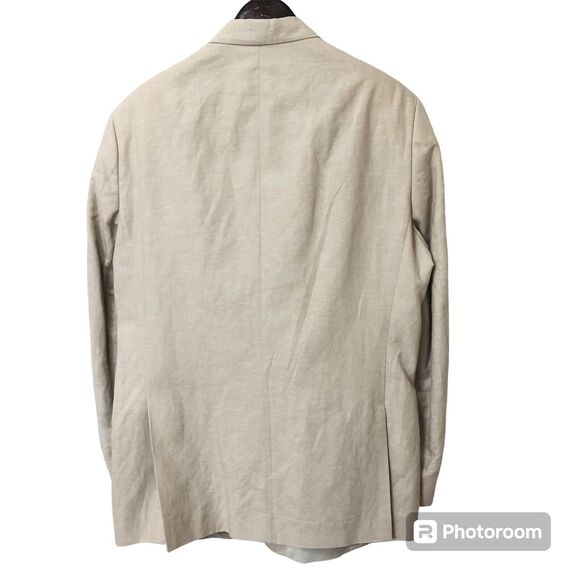 Tommy Hilfiger Sport Coat Jacket Sz L44 2 Button Front Linen Blend Beige/Tan - Picture 3 of 9